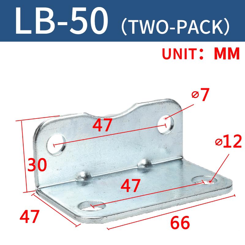 Mounting Bracket for Pneumatic Cylinder, Sturdy Tripod Base for SC Series Cylinders, Fixed Base Mount (LB50) - color: LB, size: 50