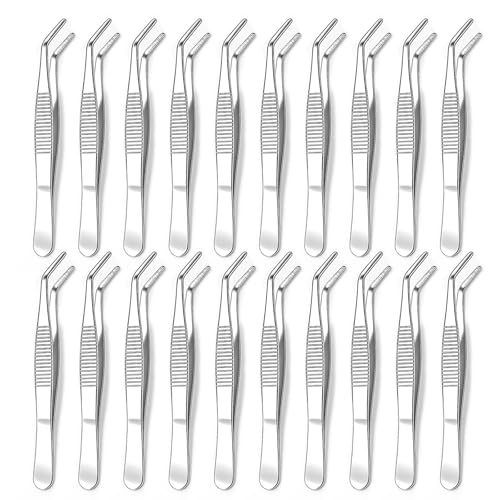20Pack Stainless Steel Tweezers with Curved Tip Curved Serrated Tip Multipurpose Forcep for Craft, Sewing Machine, DIY Crafts, Jewelry Making, Electronics Repair, Precision Work & Hobby Project - color: Stainless Steel Tweezers 20pcs