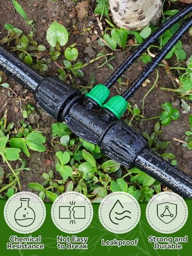 Kalolary 20PCS Locked Barbed Tee Connectors, 1/2" to 1/4" Drip Irrigation Fittings Kit 12/16mm to 4/7mm Tube Lock Female Connector 4-Way Barbed Lock Irrigation Parts for Watering System (Black Green) - color: Black Green 1/2" to 1/4" 4-Way