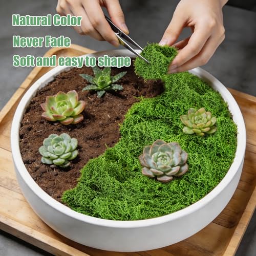Fake Green Moss for Potted Plants Indoor, 5.3oz Artificial Moss for DIY Crafts, Decorative Faux Grass for Planters, Model Making,Table Centerpieces,Walls, Wedding, Terrariums, Fairy Garden Accessories - size: 5.3oz