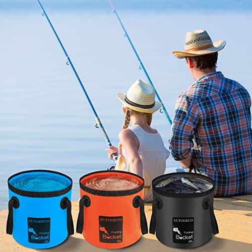 Collapsible Bucket 5 Gallon Container Folding Water Bucket Portable Wash Basin - color: 6pcs-2blue & 1orange & 1yellow & 1pink & 1black