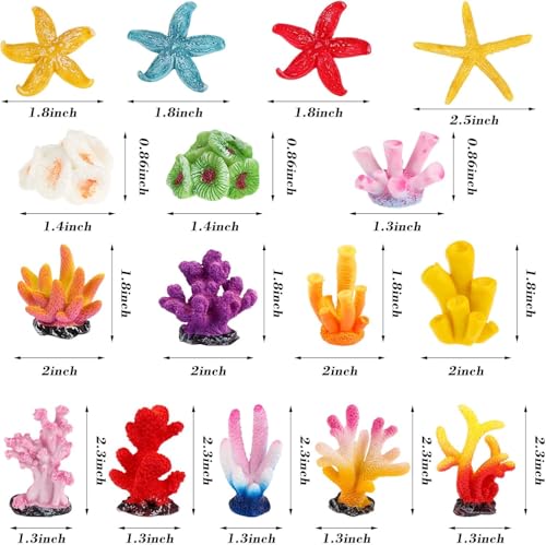 16Pcs Artificial Coral Plant Aquarium Decorations Fake Fish Tank Ornament Decor Artificial Colorful Coral Reef Decoration Accessories for Betta Fish Tank Aquarium DIY Landscape(Lovely Style)