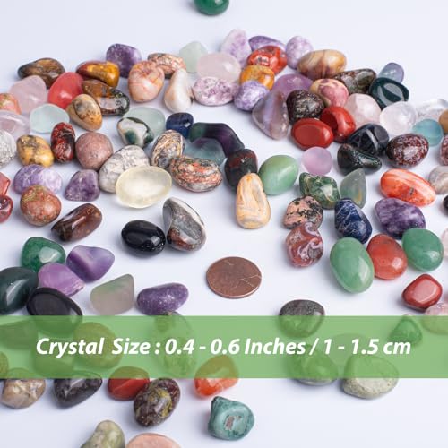 Polished Colorful Healing Crystal Stone Set, 72 Pcs 0.5" Tumbled Gemstones, Bulk Decorative Pretty Rocks Collection for Meditation, Reiki, Grounding, Vase Filler, Mancala Stones and Crafts - color: Mixed Crystals - 14 Types, size: 0.5"