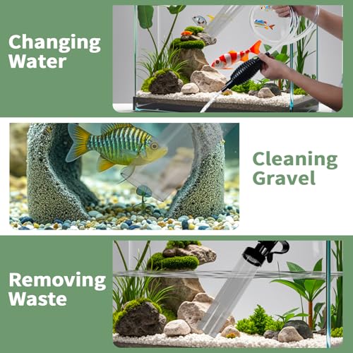 7ft Aquarium Gravel Vacuum Cleaner - Hand Pump Siphon Water Changer for Fish Tank Cleaning Gravel & Sand - size: 7ft