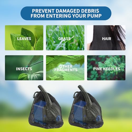 2Pack Pump Barrier Bag 13"x 13" Black Media Bag with Drawstring for Most Pumps Pond Pump，Nylon Material Fabric Mesh Bag for Outdoor Water Ponds Biological Filters (13"x 13") - size: 13"x 13"