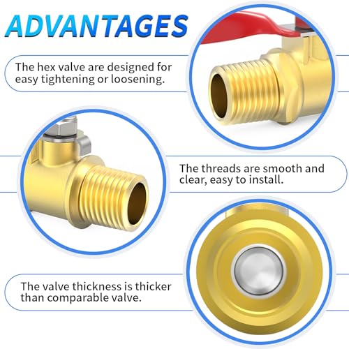 ChillWaves Brass Ball Valve, Air Compressor Ball Valve Shut Off Switch 1/4" NPT Male x 1/4" NPT Male Thread Pipe Fitting(8-PACK) - size: 1/4" MNPT x 1/4" MNPT, style: PACK OF 8