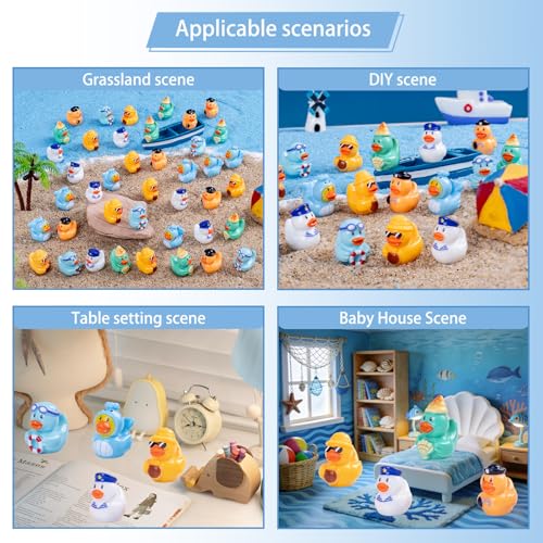 60PCS Mini Ocean Resin Duck Tiny Sea Duck Figurines Marine Miniature Plastic Animals Aquarium Ornaments Decorations for DIY Fish Tank Potted Micro Fairy Garden Dollhouse（6 Styles） - style: The Sea Duck 60PC