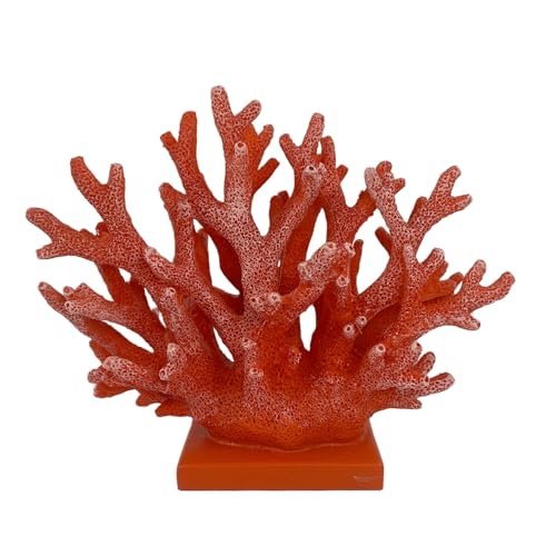 5.8" H Red Orange Coral Decor - Resin Coral Statue, Nautical Decor for Home, Bedroom, Bathroom, Living Room, Ocean Themed Cabinet Shelf Tabletop Decoration - color: Red Orange, size: 5.83"H