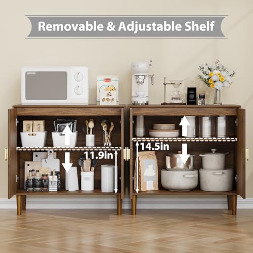 Sideboard Buffet Cabinet with Storage,Sideboard Buffet with Doors and Adjustable Shelf,Wooden Storage Cabinet, 31.3”W x 15.0”D x 30.6”H (Walnut)