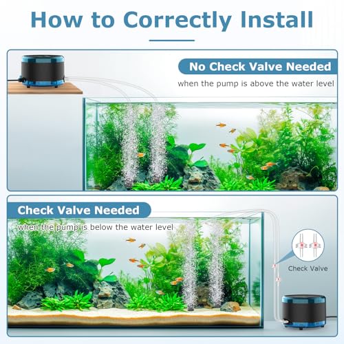 hygger Aquarium Air Pump Dual Outlet, Quiet Powerful Fish Tank Aerator 4W/8W, Adjustable Oxygen Pump with Air Stone, Bubbler for Fish Tank Up to 200 Gallon - size: 4W (Up to 120 Gallon)