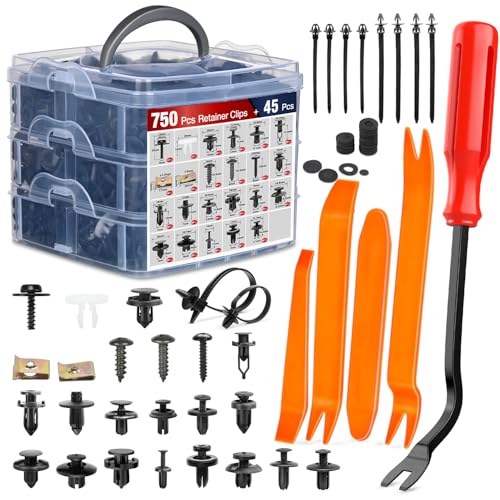 Nilight 795Pcs Car Push Retainer Clips Auto Fasteners Kit Included 16 Sizes Nylon Bumper Fender Rivets Door Trim Panel Clips with 5 Fasteners Remover 10 Cable Ties for Toyota GM Ford Honda Chevy - color: 795Pcs