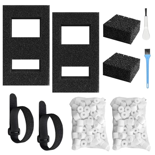Aquarium Filter Media Replacement Compatible with Fluval Flex (15 Gal) Desktop Aquarium,2 A1375 Foam Filter, 2 Carbon Filter Refills, 2 Ceramic Rings and 2 Filter Cord