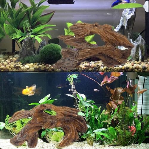 4 Pcs Aquarium Resin Driftwood Decoration Log Fish Tank Cave Hideout Wood Decor Freshwater Betta Ornament Aquarium Decorations
