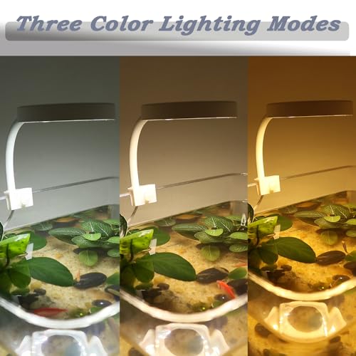 Upgraded Aquarium Light Clip On Fish Tank LED Light Small USB Light Dimmer Multi-Color White+Warm Yellow+Yellow 1 to 5 Gal (Adapter NOT Included, No Timer) - size: White-Dimmer