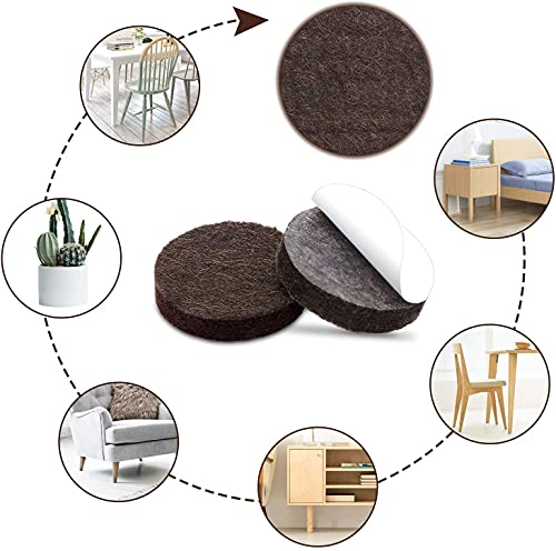 Yelanon Felt Furniture Pads for Hardwood Floors -36 Pcs 2" Premium Floor Protectors for Furniture, Felt Pads for Chair Legs, Brown - size: 36 pcs 2" Round Brown