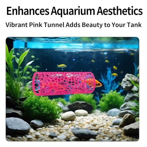 Betta Tunnel Hideout Pink Floating Fish Cave with Suction Cups Betta House for Play Rest and Breeding Aquarium Decor Small Fish Tank Safe Resin Betta Toys and Hide Shelter