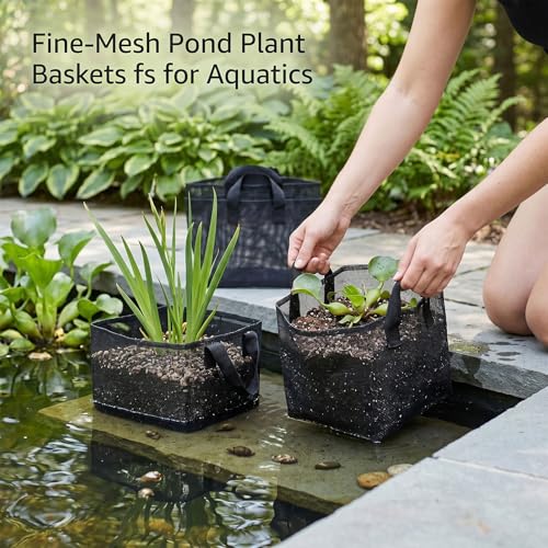 Zunate 4PCS Mesh Pond Plant Baskets, Reusable PVC Pond Planting Bags with Handles, Heavy Duty Tear Proof Containers for Garden Bog Plants, Aquarium Flower Vegetable Planter (Square) - size: Square