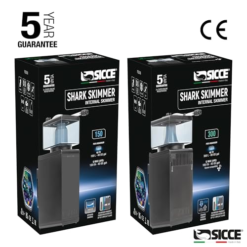 Sicce Shark Nano Protein Skimmer 300 up to 80 Gallon Saltwater Aquariums | Ultra Quiet Pump, Adjustable, Compact, Small Aquarium Marine Reef Tank