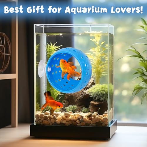 Fhiny Betta Hideout, 2 PCS Aquarium Fish Tunnel with Suction Cup Tank Tunnel Shrimp Cave Aquarium Ornament Fish Tank Accessories for Shrimp Betta Guppy Hiding Resting (Blue)