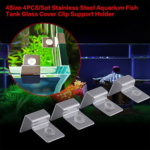 YOUTHINK 4PCS Aquarium Cover Clips, Adjustable Glass Lid Support Holders with Silicone Cushion, Stainless Steel Material, Fit 6/8/10/12mm Thickness Fish Tank Glass (8mm) - color: #-02