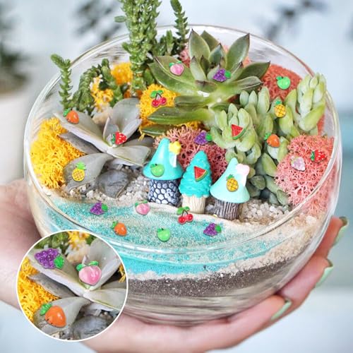 200pcs Mini Fruit Decor Resin Tiny Fruits for Crafts Dollhouse Miniatures Mini Resin Things for Fairy Garden Micro Landscaping Decoration Home Decor, 10 Types(Fruits) - color: 200pcs Tiny Resin Fruits