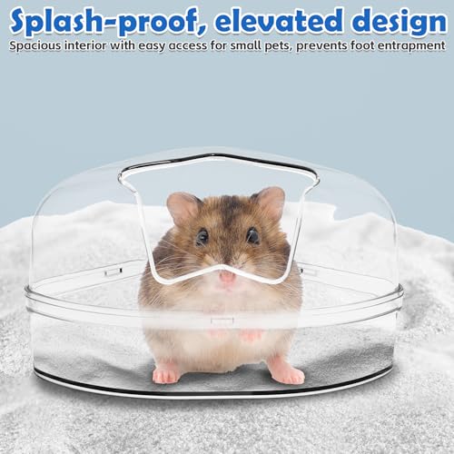 PINVNBY Large Hamster Sand Bath Container Chinchilla Dust Bathroom Small Animal Bathtub Transparent Gerbil Litter Box with Spoon for Dwarf & Syrian Mice Lemming (Star-Shaped Opening)
