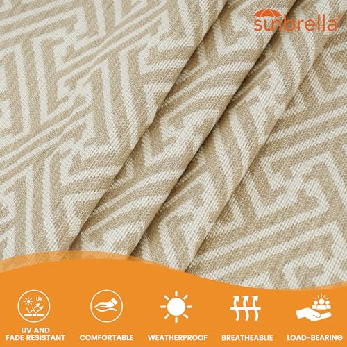Lazy Daze Hammocks 12 FT Sunbrella Fabric Hammock Non-Fading with Spreader Bars and Free Pillow Fits for 2 Persons, All Weather and Fade Resistant for Patio Yard, 450 lbs Capacity, Meander Wren - color: Meander Wren