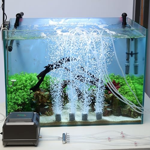 hygger Aquarium Air Pump 10W/15W 0.025Mpa/0.03Mpa Powerful Adjustable Fish Tank Air Pump 4 Outlets Oxygen Aerator for Medium Large Fish Tank Up to 1000 Gallon,Samll Pond,Hydroponics,Commercial Use - size: 10W(230GPH)