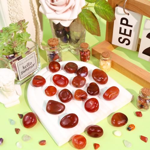 DUQGUHO Red Carnelian Crystals Healing Crystal Stones Set Natural Crystals Bulk Irregular Stones 0.45 lbs - color: Red Carnelian
