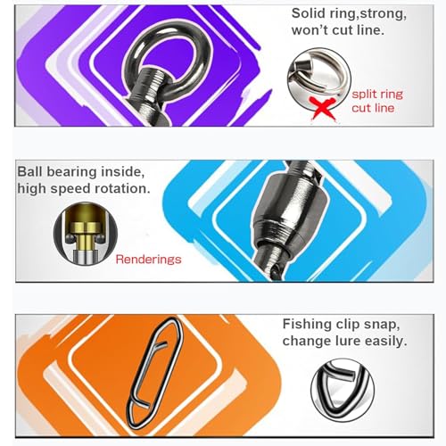 AMYSPORTS High Strength Snap Swivels Stainless Bearing Rolling Fishing Swivel Freshwater Snap Swivels Fishing Clip Steel Black Nickel - size: Size 6+XL (166lb) 25 pcs