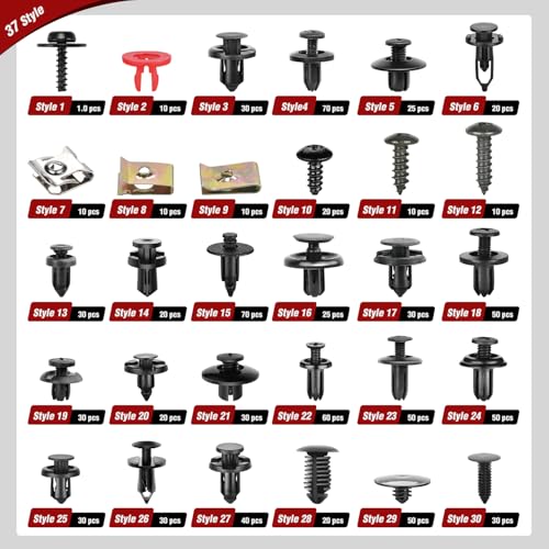 Nilight 941Pcs Car Push Retainer Clips Auto Fasteners Kit Included 30 Sizes Nylon Bumper Fender Rivets Door Trim Panel Clips with 1 Fasteners Remover 10 Cable Ties for Toyota GM Ford Honda Chevy - color: 941Pcs