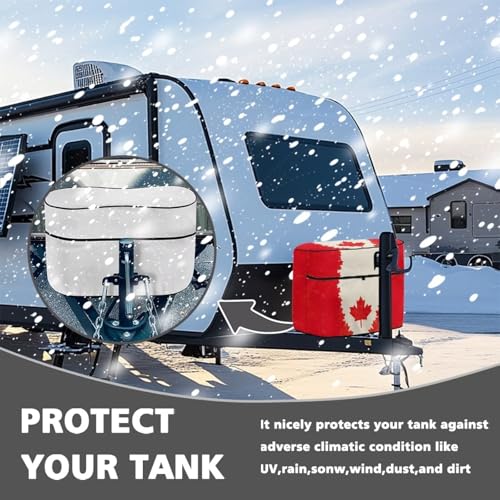 Canadian Flag Travel Trailer Propane Tank Cover Fit for Dual 20lb Tanks Dust-Proof Sun Protection Weather Resistant Gas Cylinder Cover - color: Canadian Flag, size: S(20LB)