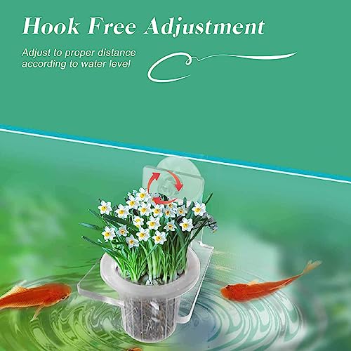 Upgrade Acrylic Aquarium Plant Holder Hanging Aquatic Plant Holder,Adjustable Suction Cup Fish Tank Pot for Hanging Cultivation and Aquarium Decor - color: White + Suction Cup