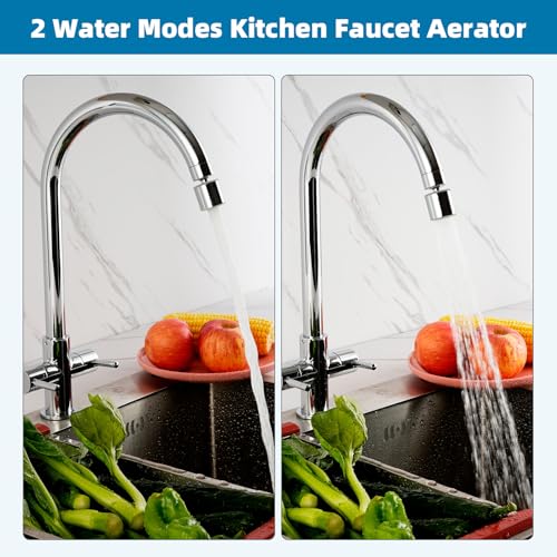 Hibbent NSF/ANSI/CAN 61 Certified Faucet Aerator, CUPC Certification 360° Twist Kitchen Sink Aerator, Dual-function Sink Sprayer Attachment, Faucet Replacement Part 55/64'' Female Thread, Chrome - color: Chrome, style: Classic 360 Degree Faucet Aerator
