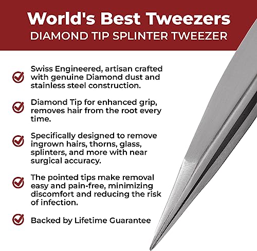 World's Best Tweezers Diamond Tip Splinter Tweezer (Professional)
