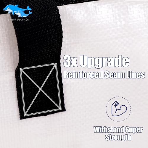 SWEET DOLPHIN 12 Pack Extra Large Moving Bags with Strong Zippers & Carrying Handles, Heavy Duty Storage Tote for Space Saving Moving Storage, Fold Flat, Alternative to Moving Box, Semi-Transparent - color: Semi-Transparent, size: 12 Pack