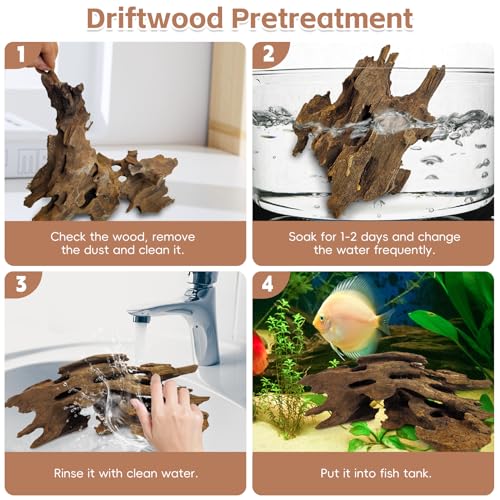 PINVNBY 6 Pcs Driftwood for Aquarium Decor 8" - 11" Natural Large Drift Wood for Fishtank Reptile Tank Aquarium Driftwood Branches Shrimp Wood Terrarium Decoration Assorted - size: 8" - 11"