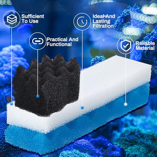 Threlaco 18 Pcs Bio Sponge Set Compatible with Fluval 406/407 Aquarium Filters Compatible with Aquarium Filters Including Blue White Black Bio Sponge for Replacement Filter Media Kit - style: 406/407
