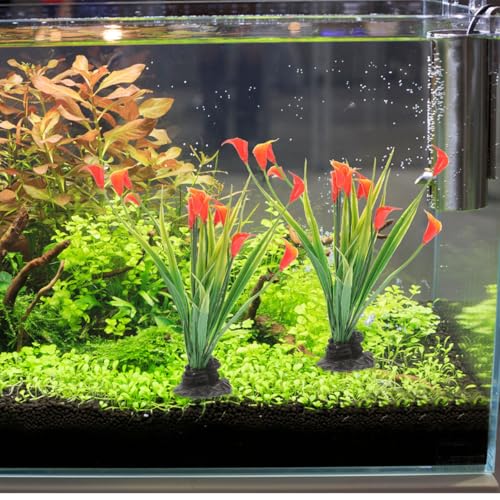 SEWACC 2Pcs Artificial Aquarium Plants for Fish Tank Decoration Realistic Plastic Fish Tank Plants for Desktop Aquarium Landscape Durable and Natural Look Accessories