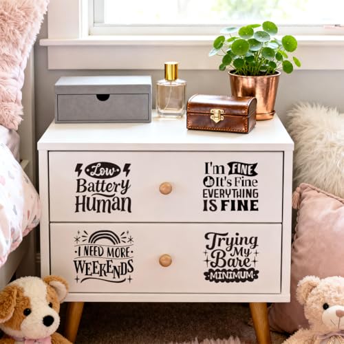 Peacoblue 18 Sheets Rub on Transfers for Crafts, Funny Satirical Quotes 3.6"x3.9" UV DTF Cup Wraps Waterproof Cold Transfers Stickers for Wood Glass Metal Cup Tumblers Mirrors Mugs Home Decor - style: Funny Satirical Quotes