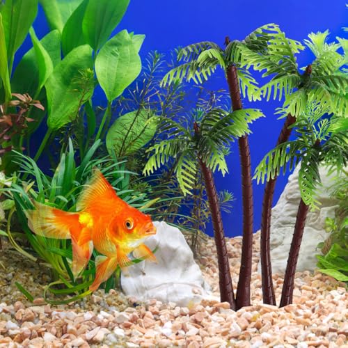 BESPORTBLE Palm Tree Decor Simulation Tree Miniature Tree Landscape Fish Tank Landscaping Plant Tree Prop Model Decoration 5Pcs (Green)