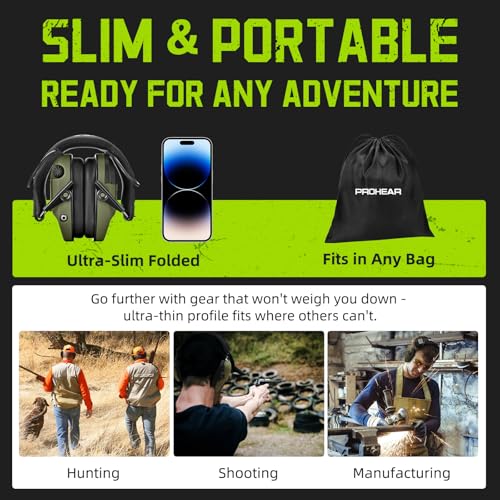 PROHEAR 022 Electronic Ear Protection for Shooting & Hunting - 29dB SNR Noise Reduction, 4 Omnidirectional Microphones - color: Electronic Ear Protection-green