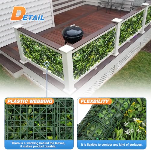 TANG 20"x20"-1PC Artificial Greenery Boxwood Panels Grass Wall Panel, Faux Privacy Fence Ivy Screens Backdrop Fake Hedge for Indoor Outdoor Wedding Décor, Style-6 - color: 20"x20" Panel-6, size: 20"x20"