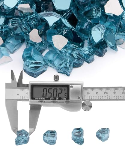 NUPICK 20 lb 1/2 Inch Reflective Fire Glass, Pacific Blue, Sparkly, Eco-Friendly, Convenient, Mirror Finish - color: Pacific Blue, size: 20 Pound (1/2")