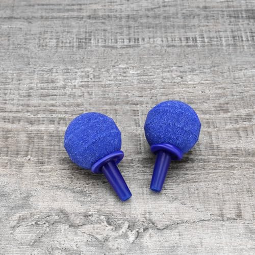 OTOTEC 20Pcs Round Aquarium Air Stones 4mm Fish Tank Round Air Bubble Stones for Pond Aquarium Pond Air Pumps 20x4mm Blue Air Stone