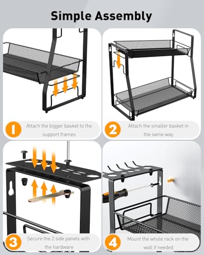 Pawfly Aquarium Tool Organizer, Detachable Metal Fish Tank Accessory Organizer, Aquascaping Tool Storage Rack for Terrariums, Shrimp Tanks & Planted Tanks, Fish Tank Maintenance Tool Holder Shelf