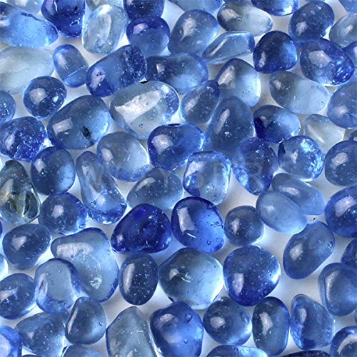Glass Stones, 1Lb/460g Irregular Sea Glass Pebbles Non-Toxic Artificial Gemstones for Vase Filler/Terrarium Aquarium Turtle Tank Decoration/Handmake Artwork, Light Blue - color: Light Blue