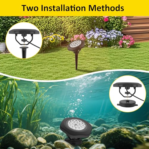 T-SUN Submersible RGB LED Pond Lights – IP68 Waterproof Fountain Lights with Smart App & Remote, 16 Million Colors Underwater Lighting for Koi Ponds/Garden Water Features Aquarium (10-Pack) - size: Set of 10