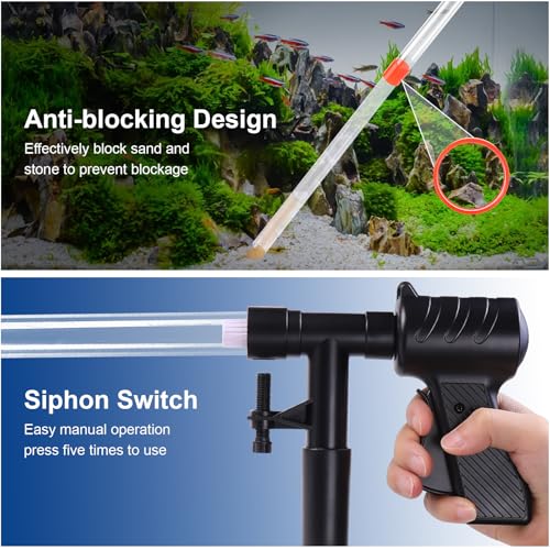 Fish Tank Cleaner Kit, Gravel Vacuum for Aquarium, Fish Tank Aquarium Vacuum Gravel Cleaner, Aquarium Siphon with Magnetic Fish Tank Glass Cleaner, Aquarium Cleaning Tools Water Changer