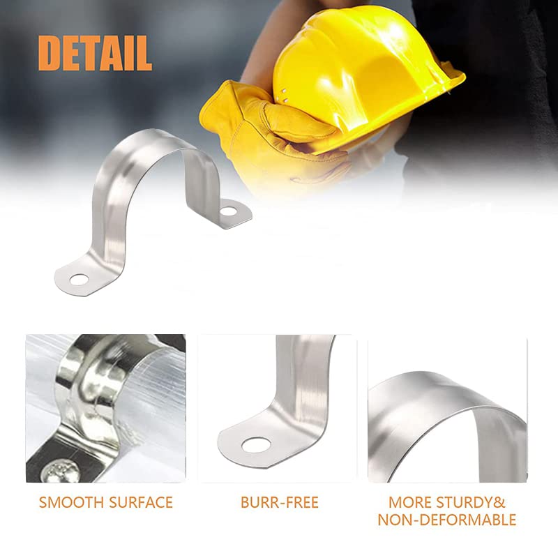 AKIHISA Pipe Clamps, 10 Pcs U Tube Strap Clamp, 304 Stainless Steel 2 Hole Pipe Bracket, ID 6Inch(150mm) - size: 6 Inch, style: 10Pcs